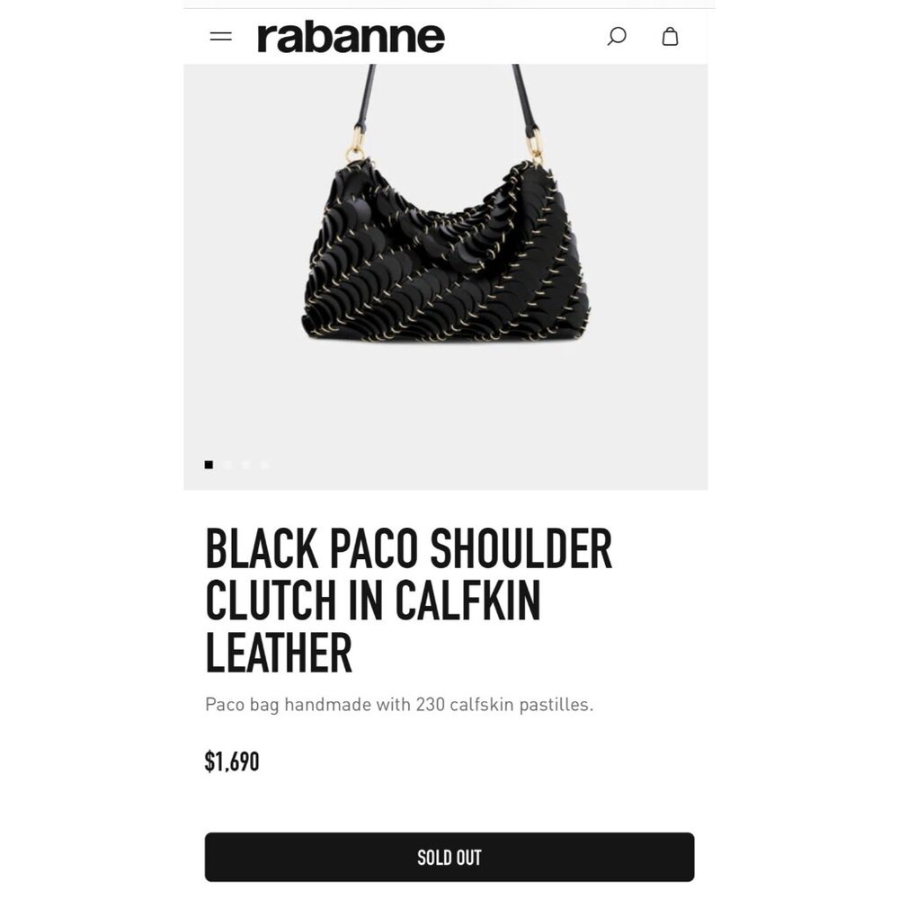 Rabanne Shoulder Bag black leather with chain strap - Picture 7 of 8